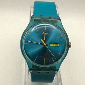 Vintage Swatch Unisex Watch Round Turquoise Rebel Suol 700 41mm Working